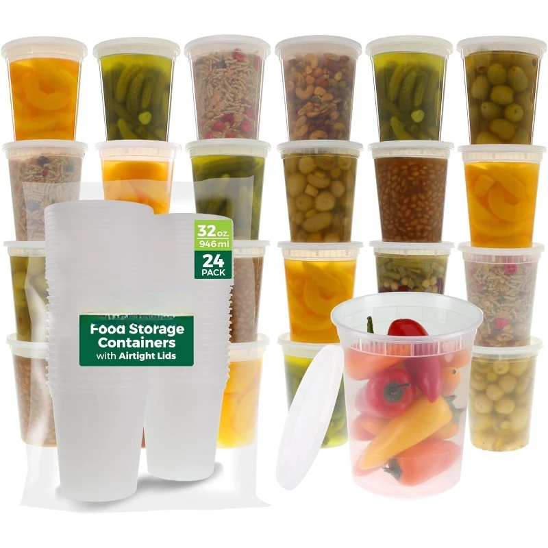 Meal Prep Soup - Contenedores de plástico con tapas para