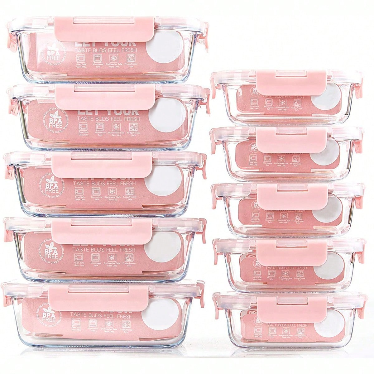 Meal Prep Recipes - Paquete de 10 recipientes de vidrio