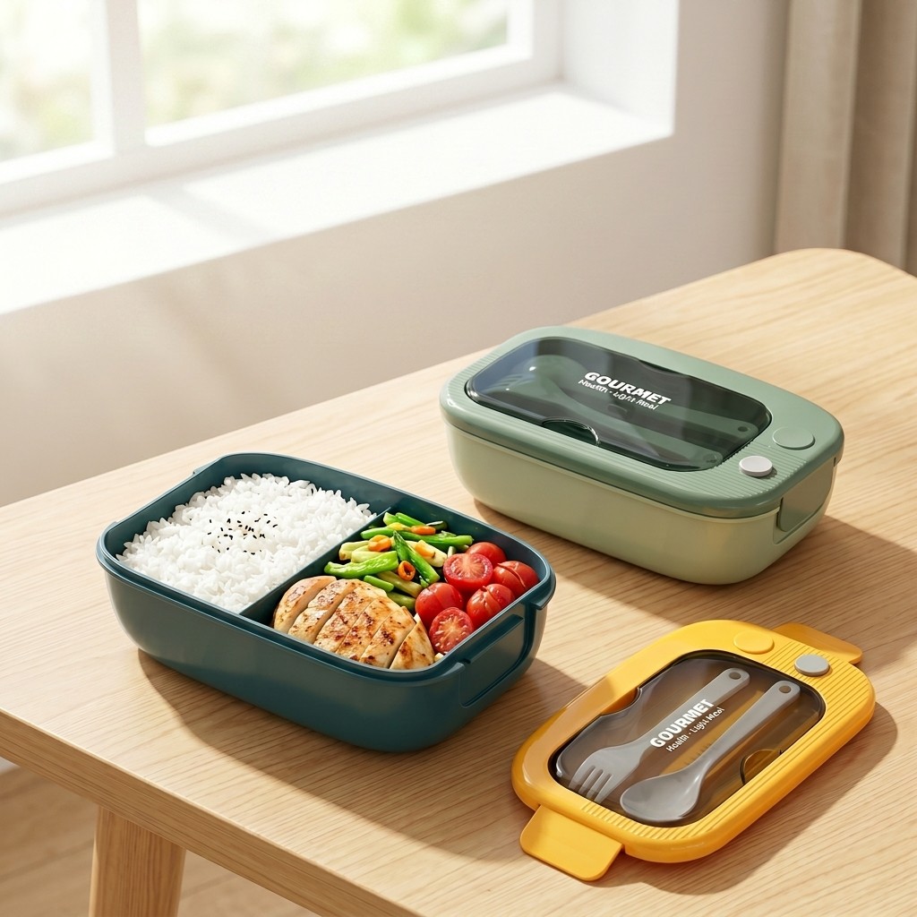 Meal Prep Recipes - Lonchera Bento de Plástico Apta para