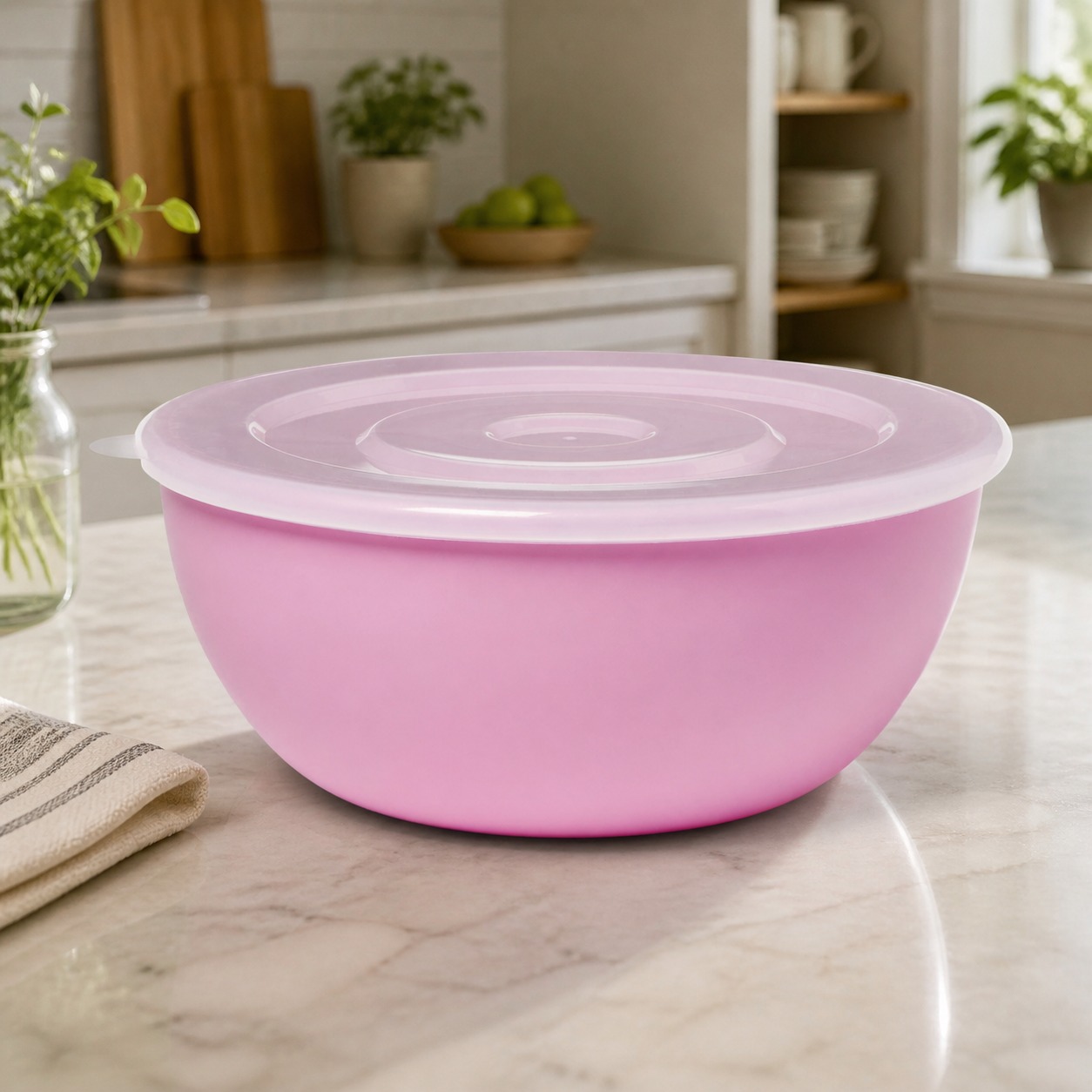 Meal Prep Container - Tazón Rosa con Tapa a Juego,