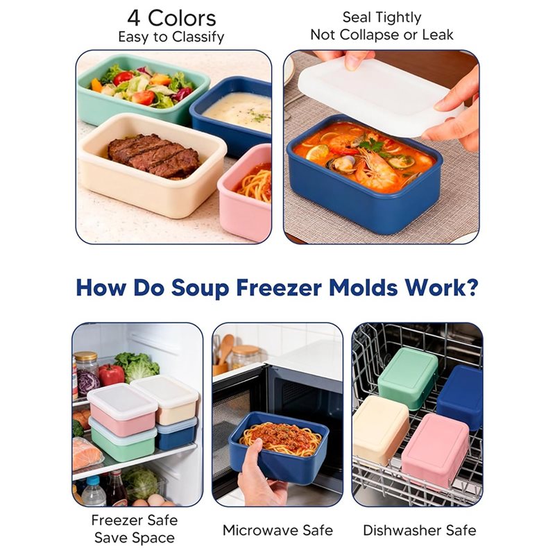 AB33-4-Pack Moldes de silicona - Meal Prep Soup reseña y precio